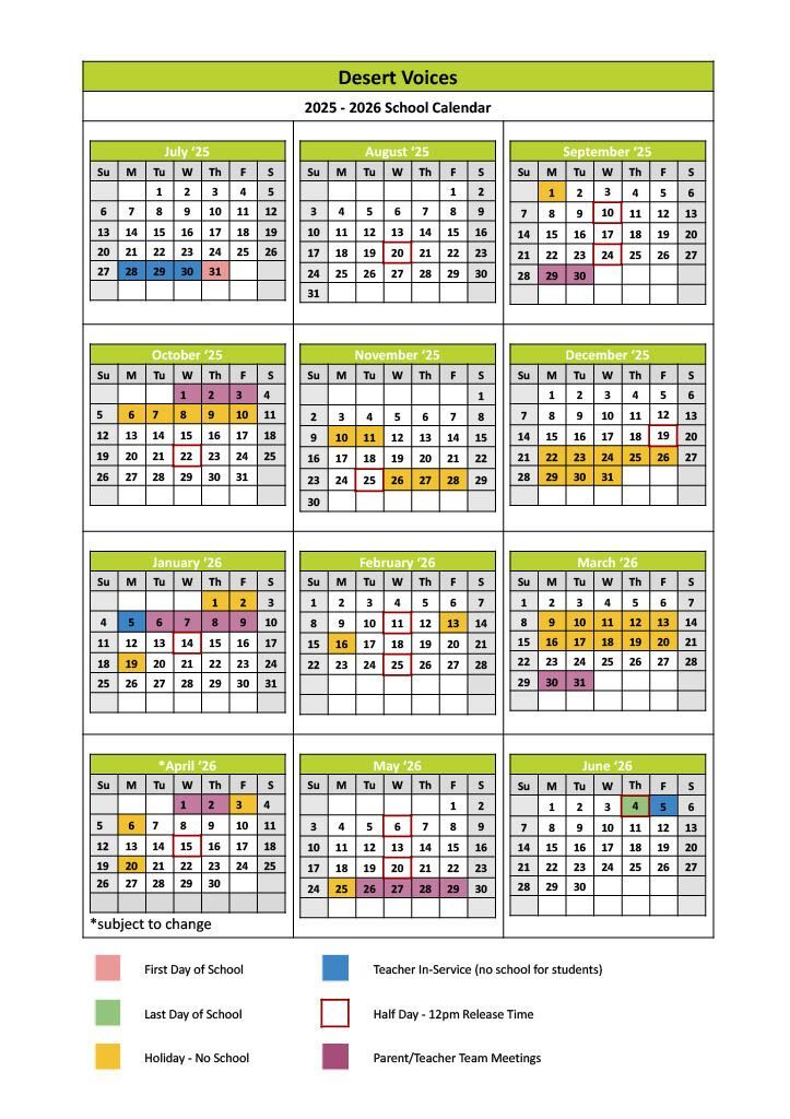 2024 - 2025 School Year Calendar