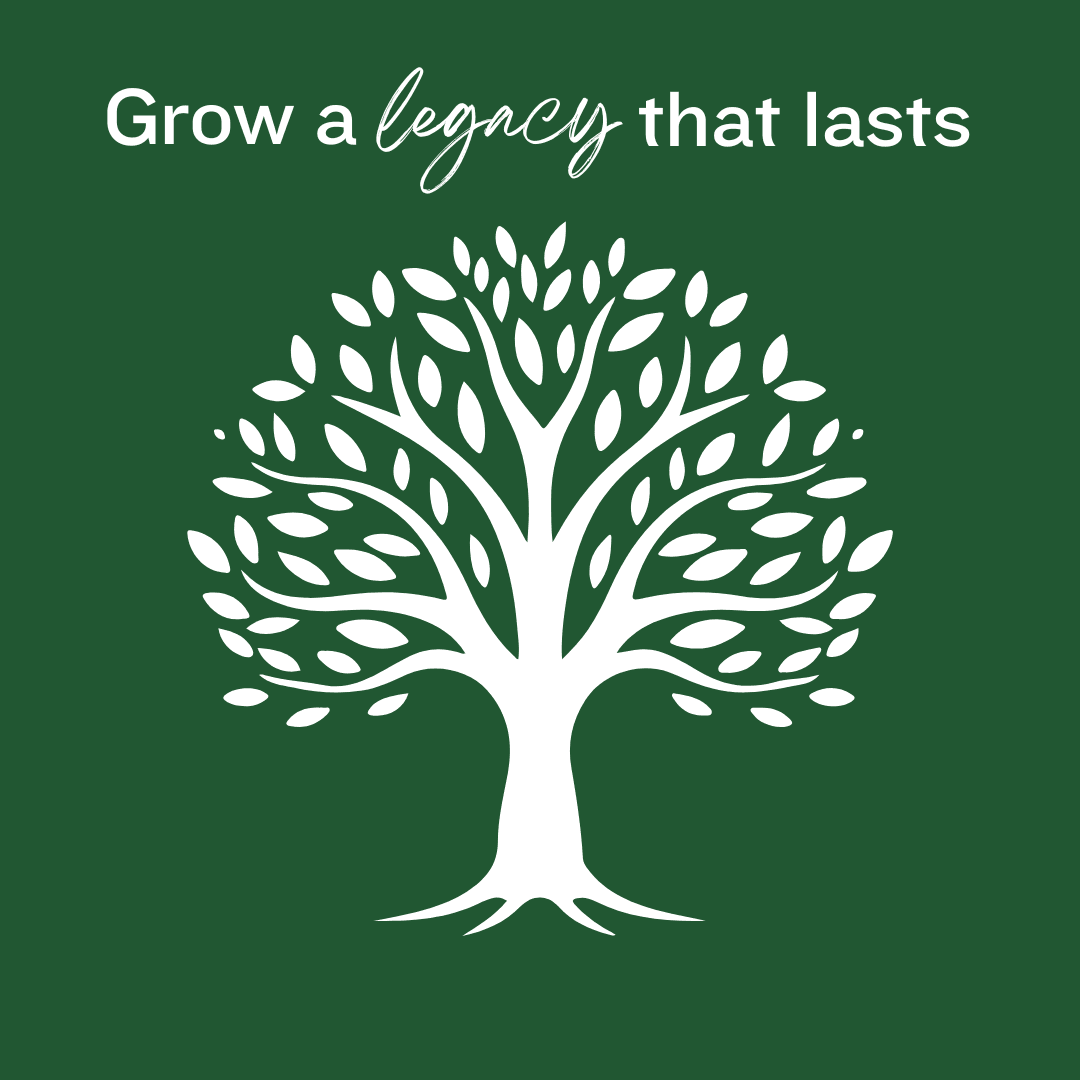 Image shows the silhouette of a tree in white against a dark green background. 