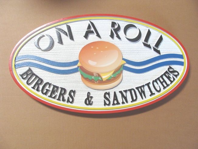 Q25510 -  Burger, Cafeteria Interior Hanging Sign