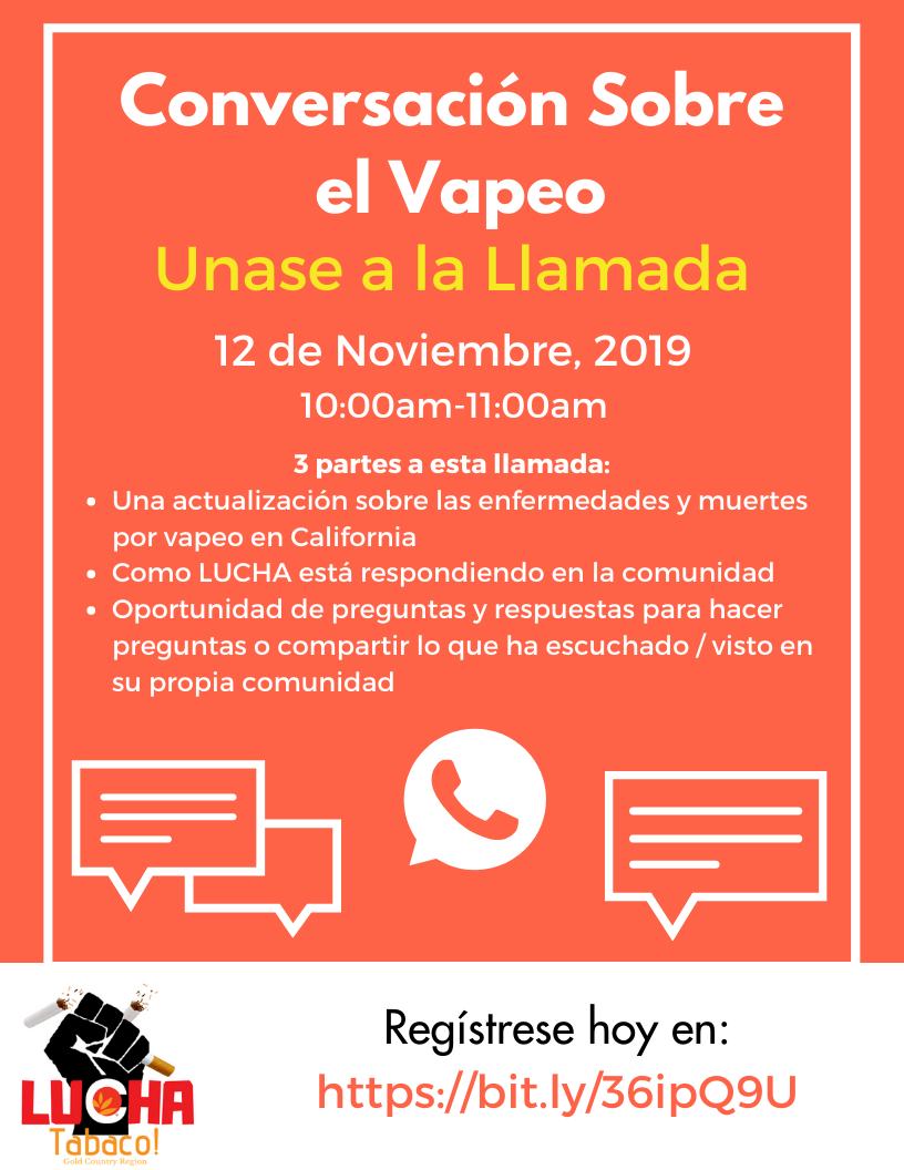 Conversación Sobre el Vapeo: Unase a la Llamada