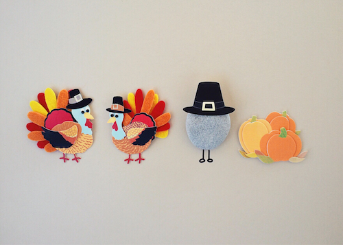 Thanksgiving images of animated turkeys and other themed items