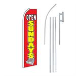 Open Sundays Yellow/Red Swooper/Feather Flag + Pole + Ground Spike