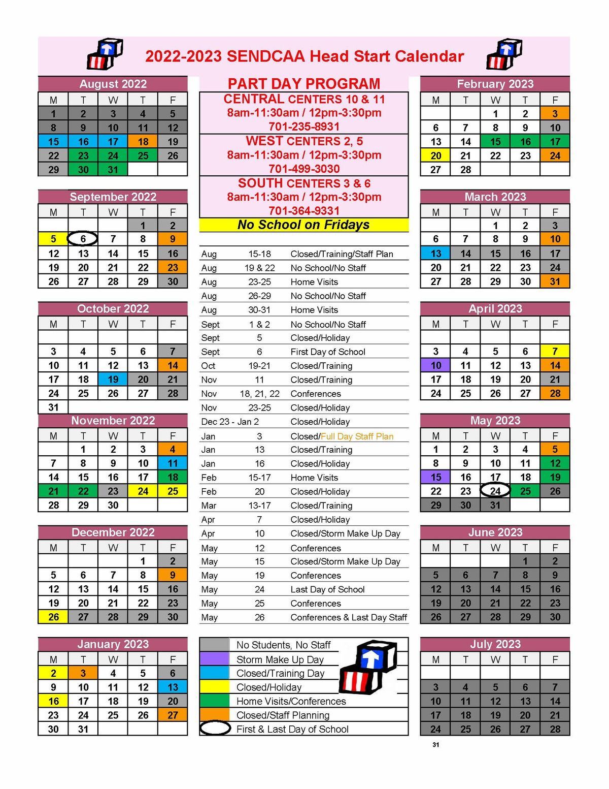 Calendars Head Start Birth To Five Head Start Southeastern North