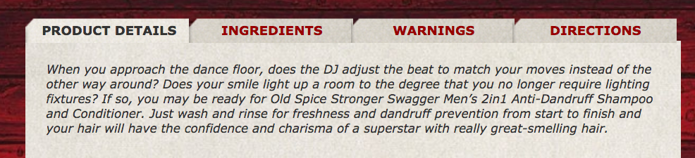 Entertaining and witty voice and tone old spice