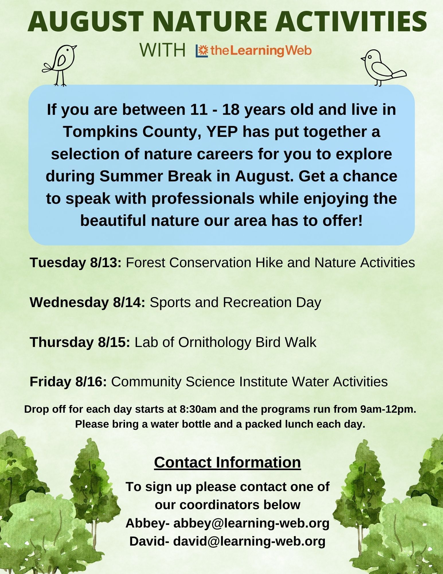 August Nature Career Activities