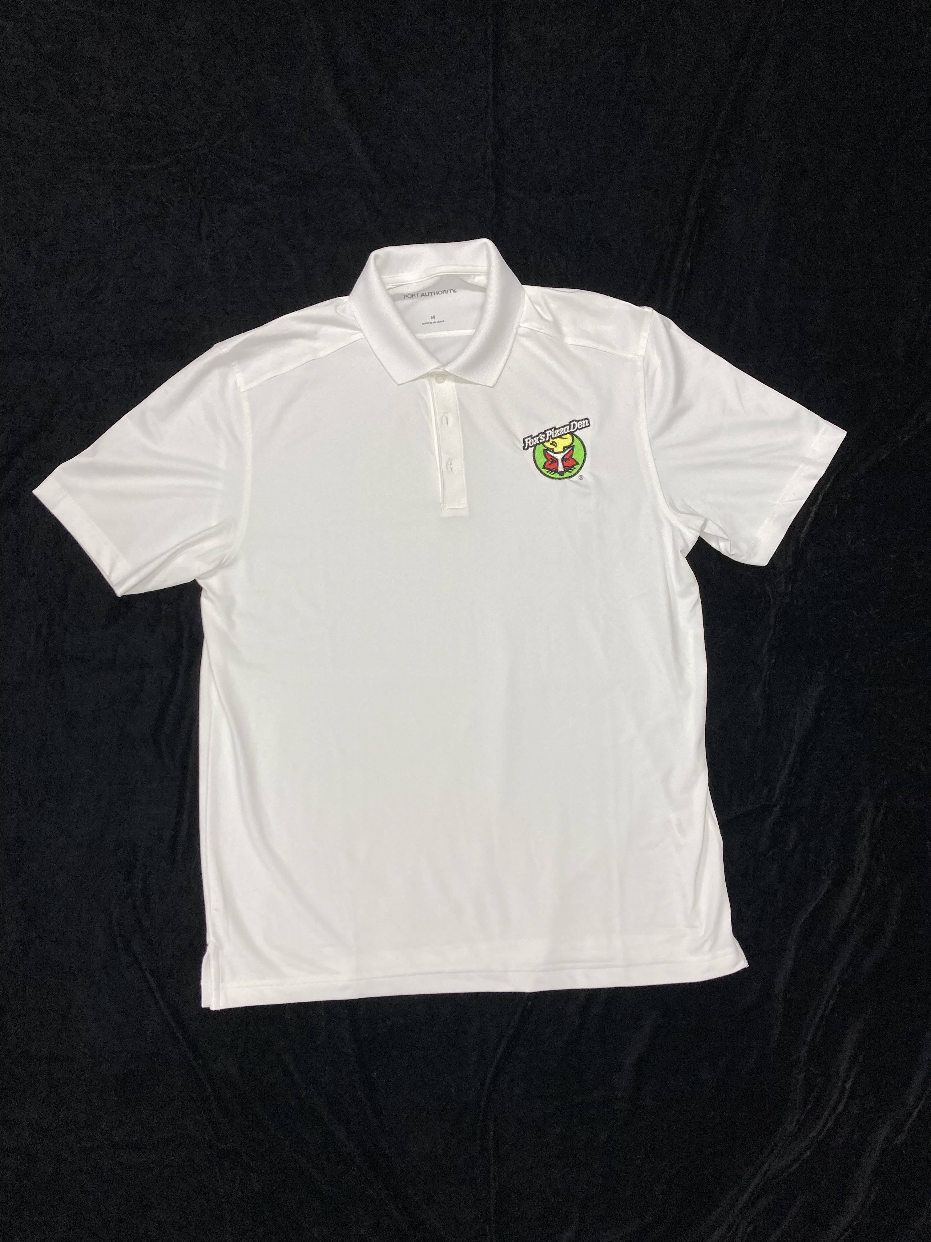 SALE Fox's Logo - Medium White Moisture-Wicking Polo (Port Authority)