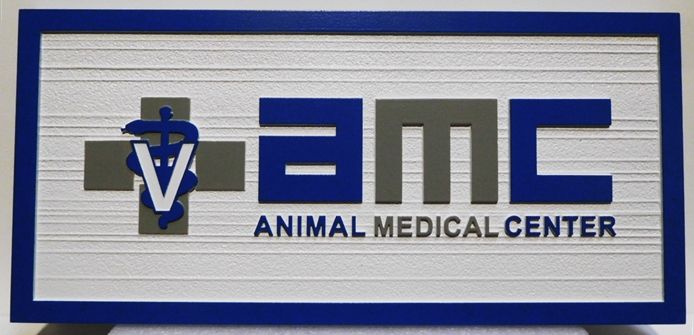 BB11719 - Carved and Sandblasted (Wood Grain) Sign for the AMC Animal Medical Center 