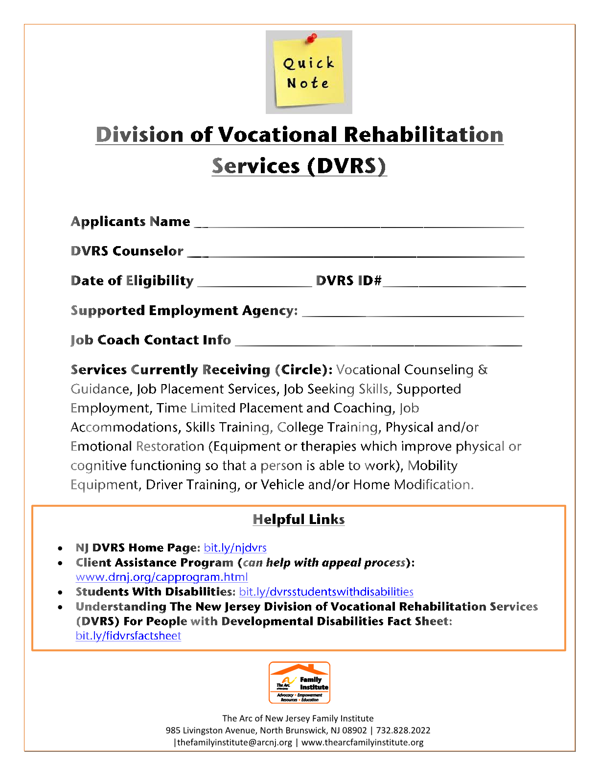 Division of Vocational Rehabilitation Services (DVRS)