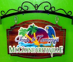 M2390 - Carved Tropical Bar Sign with Parrot (Gallery 27)