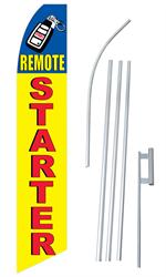 Remote Car Start Swooper/Feather Flag + Pole + Ground Spike