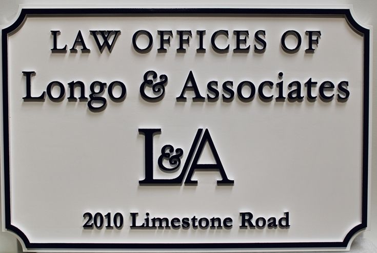 A10500 - Carved Entrance  Sign for the Law Offices of Longo & Associates