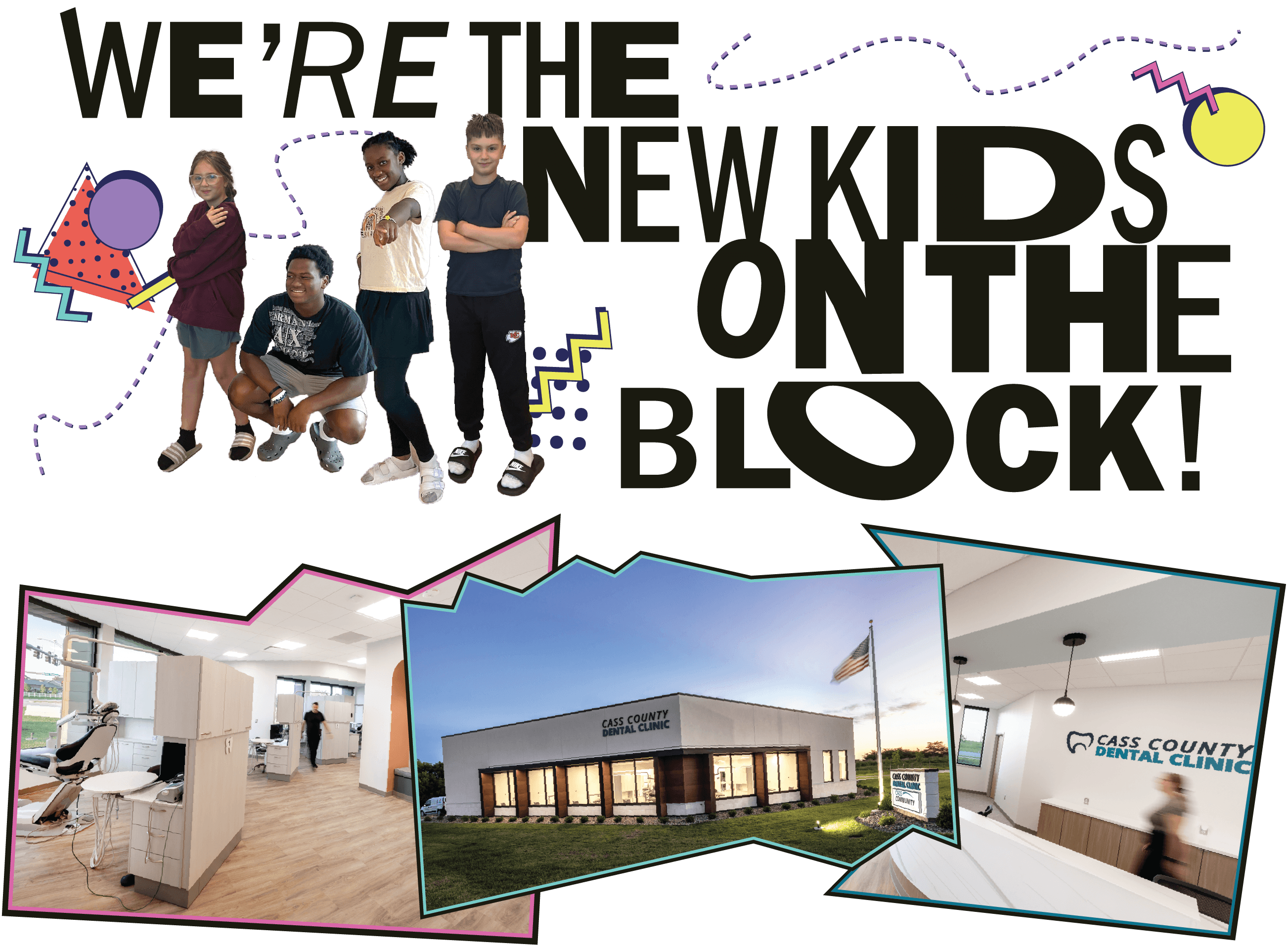 young people in boy band poses with text