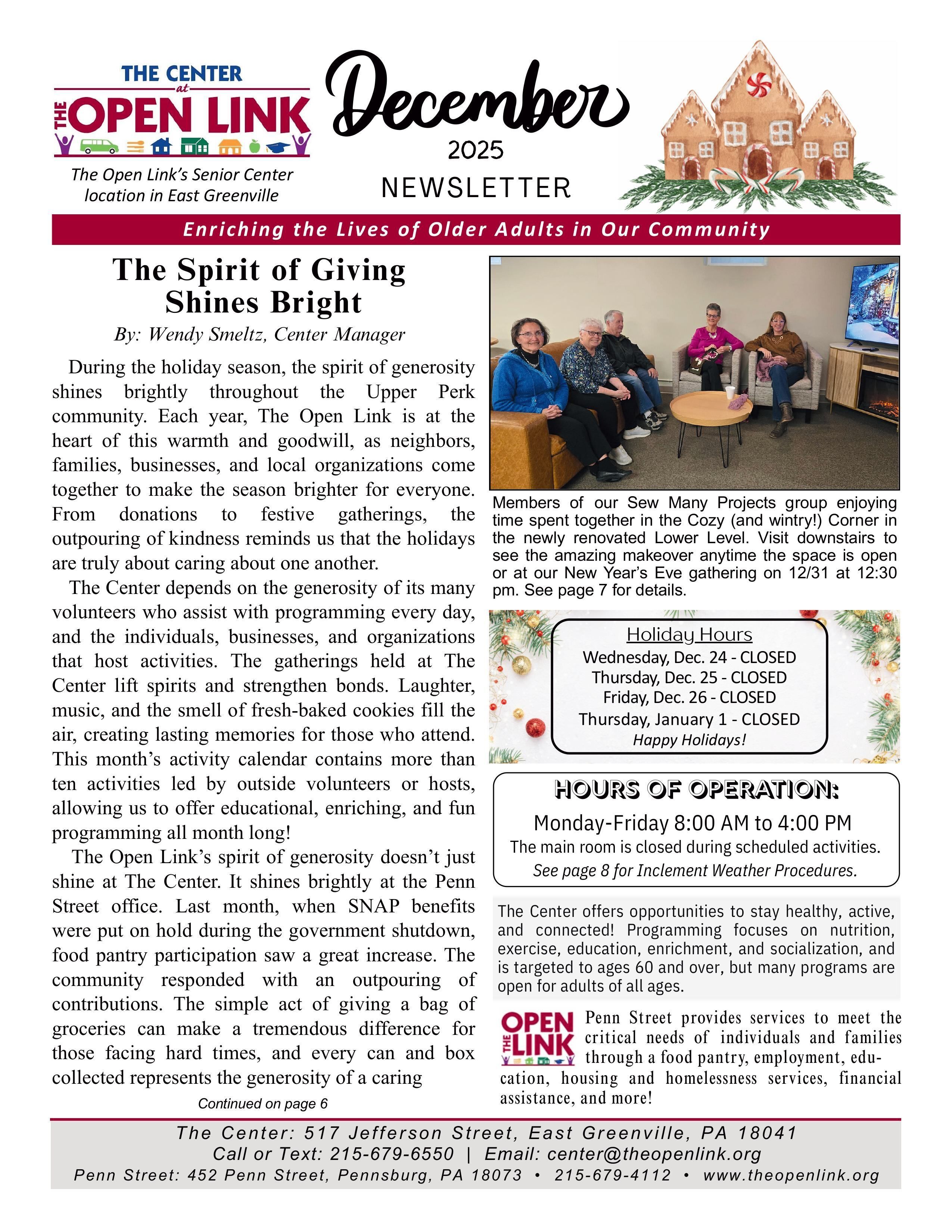 December 2025 Center News