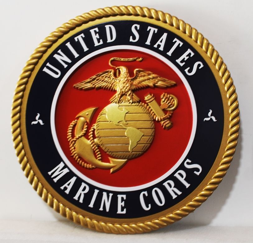 KP-1080 -  Carved Emblem of the US Marine Corps,3-D  Artist Painted