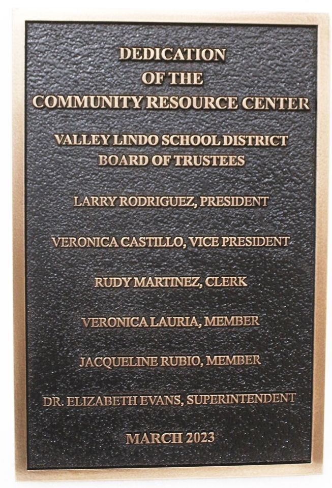 TP-1547 - Carved Bronze Dedication Plaque for the Valley Lindo School District 