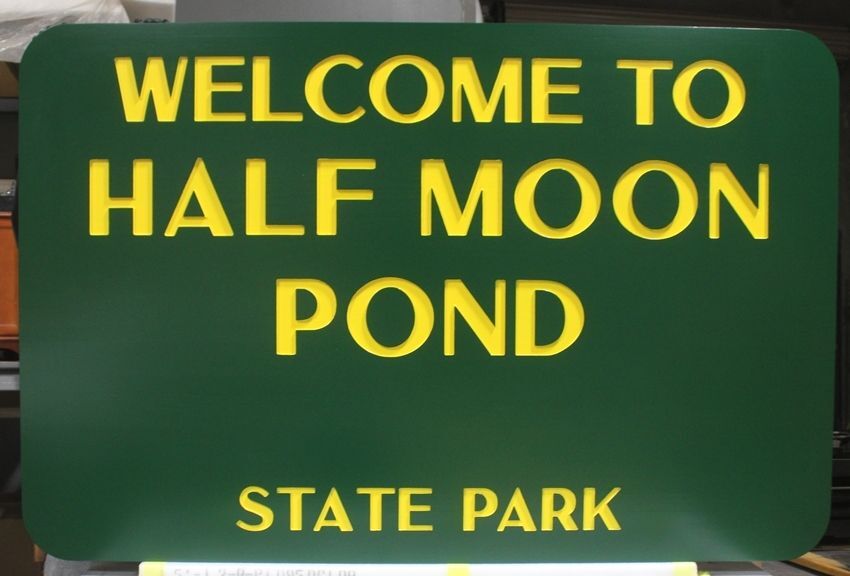 G16232 - Carved sign for Half Moon Pond