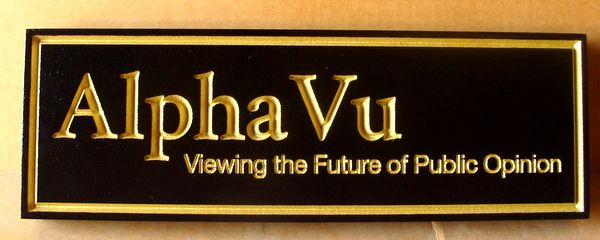 SA28757 - Engraved  HDU Sign "Alpha Vu"  with 24K Gold-Leaf Lettering