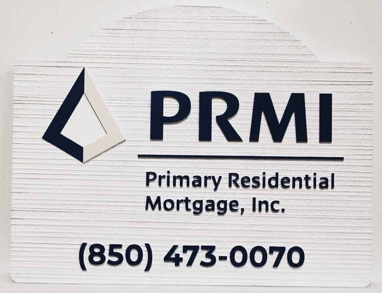 C12237 . Carved and Sandblasted Wood Grain HDU Sign for the "PRMI- Primary Residential Mortgage, Inc."  