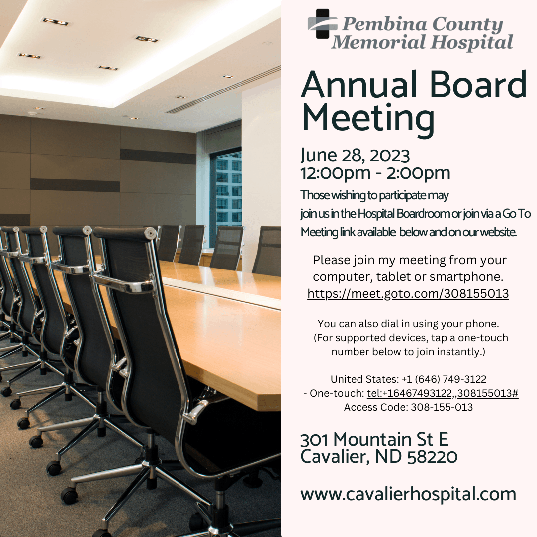 PCMHA Annual Meeting  Wed, Jun 28, 2023 12:00 PM - 2:00 PM (CDT)  Please join my meeting from your computer, tablet or smartphone.  https://meet.goto.com/308155013  You can also dial in using your phone.  (For supported devices, tap a one-touch number bel