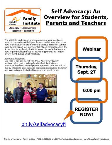 Webinar: Self Advocacy: An Overview for Students, Parents and Teachers