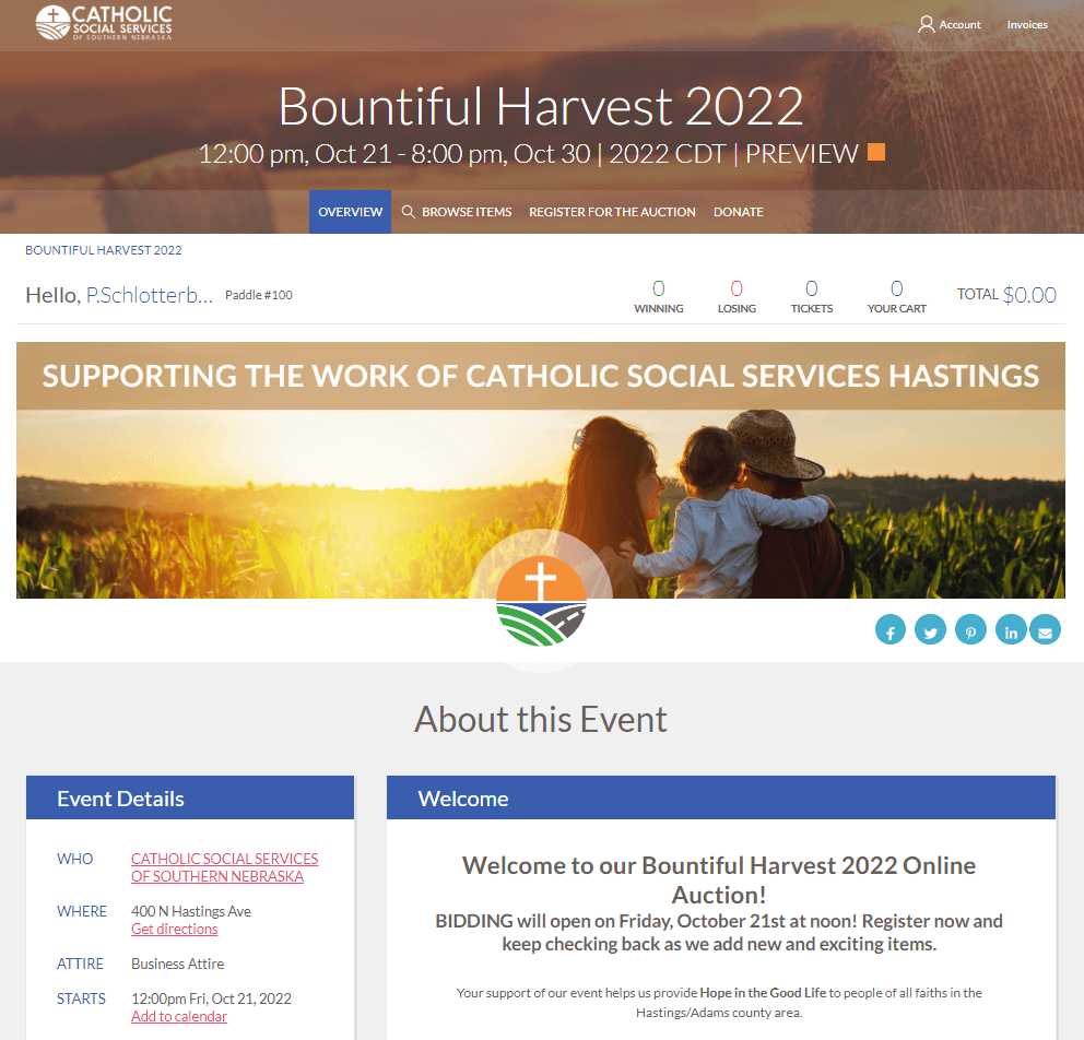 Bountiful Harvest silent auction: registration now open!