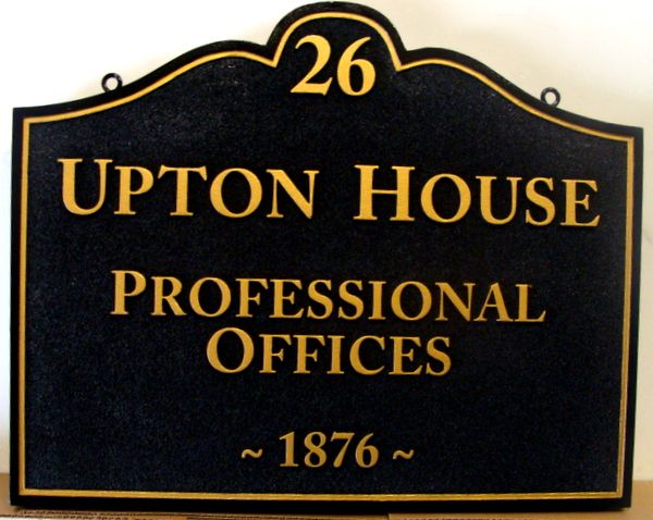 C12079- Carved and Sandblasted HDU Professional Offices Sign, "Upton House"