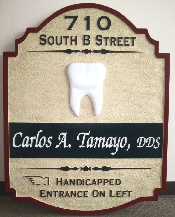 M2420 - Dentist Sign with  Carved Molar  (Gallery 11A)