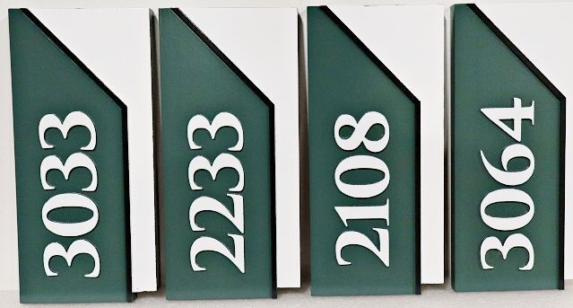 KA20837 - Carved High-Density-Urethane (HDU) Unit Number Signs for Apartment Complex