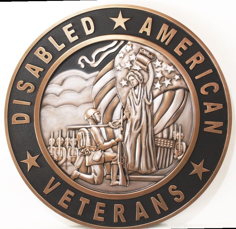 IP-1339 - Carved 3-D Bronze Plaque Honoring Disabled American Veterans