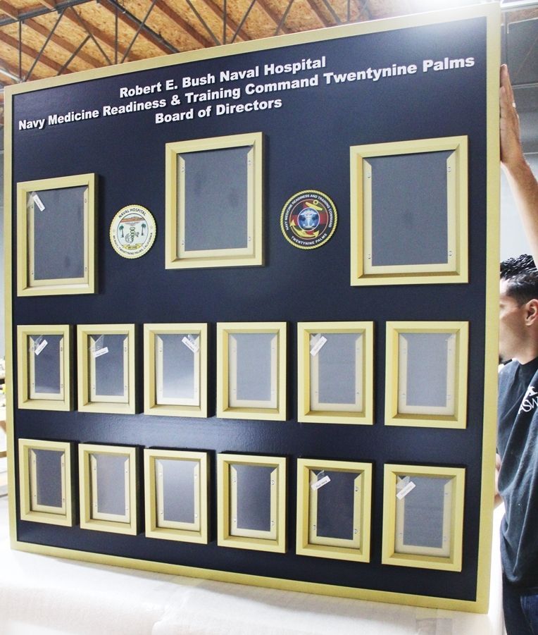 JP-2348 - Carved High-Density-Urethane PhotoChain-of-Command Board for the Robert E Bush Naval Hospital Board of the Robert E Bush Naval Hospital Board of Directors (side view)