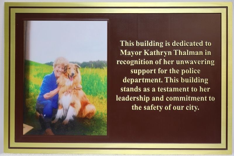 ZP-2144 - Photo and Text Memorial Plaque Honoring Mayor Kathryn Thalman