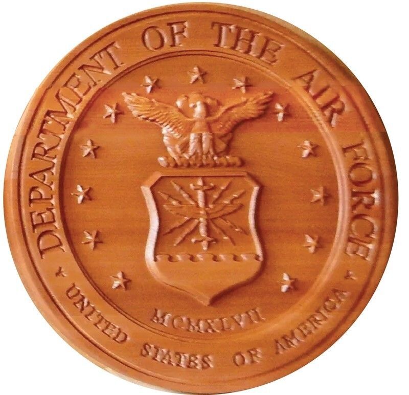 LP-1120 - Carved Plaque of the Seal  of the US Air Force, Mahogany Wood