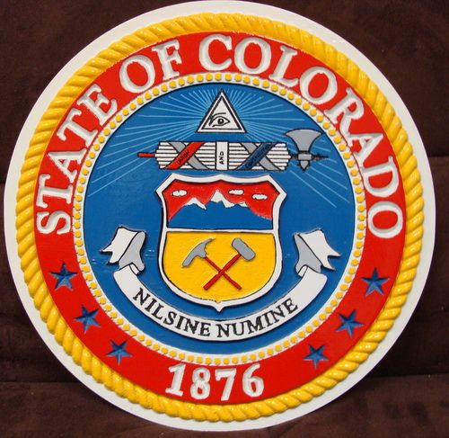 W32080 - 2.5-D Carved Wall Plaque of the Seal of the State of Colorado 
