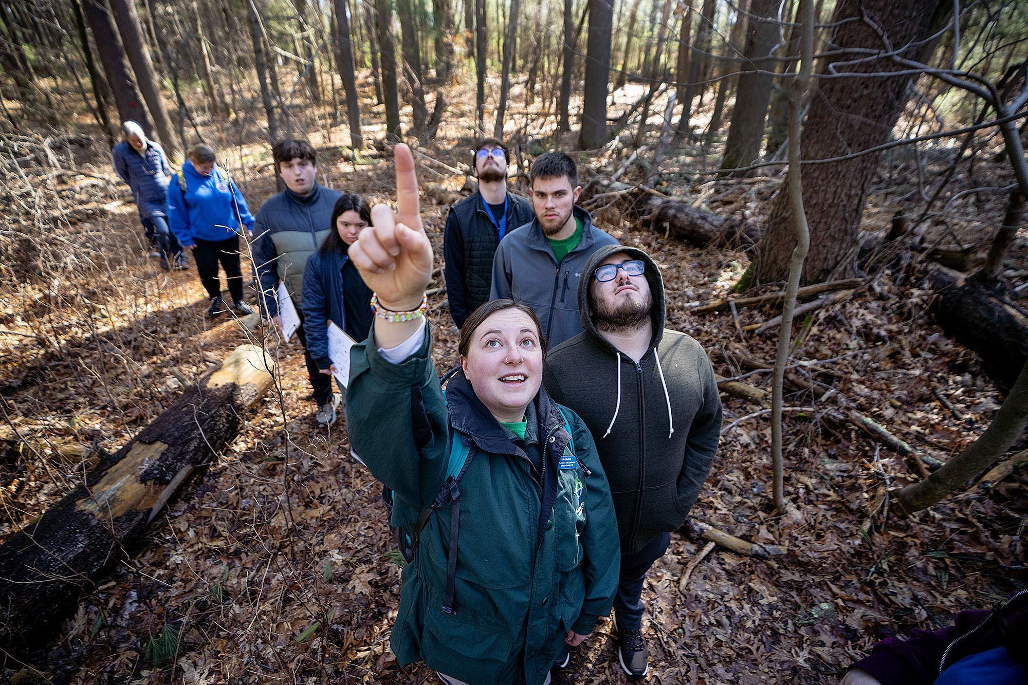 Audubon Educator Kate Swain on the trail with Cumberland High Schools Students