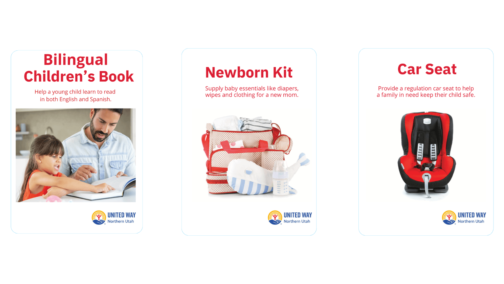 Our Light the World Giving Machine item plaque cards.