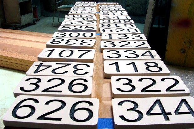 T29237- Carved   High-Density-Urethane (HDU) Room Number Plaques with Raised  Numbers