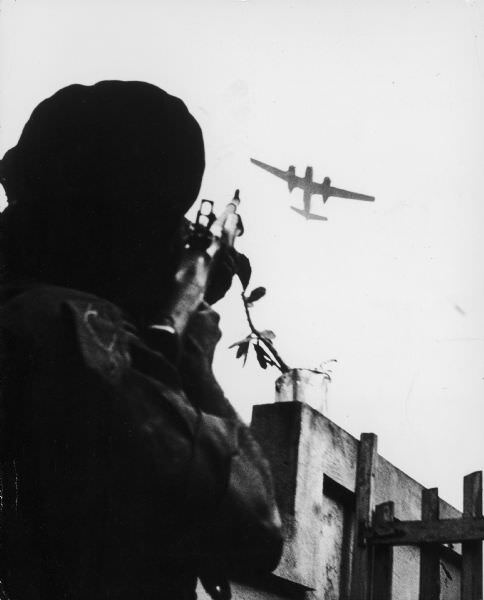 Cuban Rebel Shooting at an Airplane in 1958