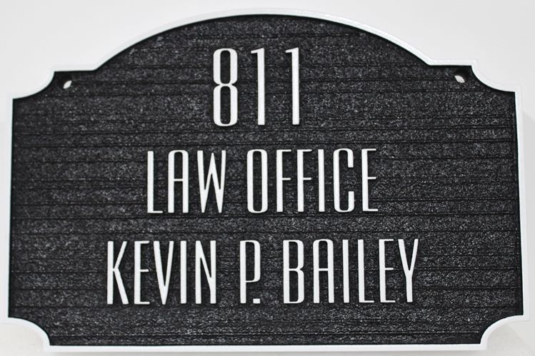 A10520 - Carved and Sandblasted Wood Grain HDU Sign for the  Law Office of Kevin Bailey ,