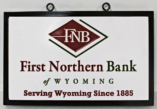 C12248 - Carved HDU Sign for "First Northern Bank of Wyoming"