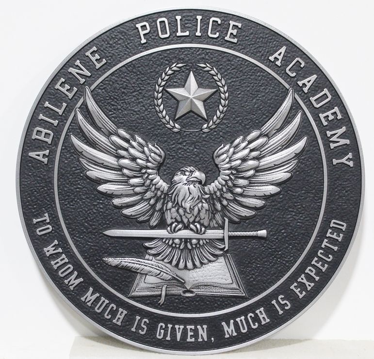 PP-3314 - Carved 3-D Bas-Relief HDU Plaque off the Seal of the  Abilene Police Academy