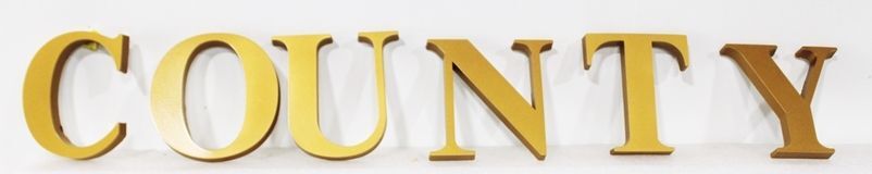 CP-1831 Carved Individual Letters for "County", Brass-Plated HDU