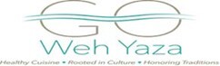 Logo of GO Weh Yaza with teal wave design and tagline about healthy cuisine and traditions.