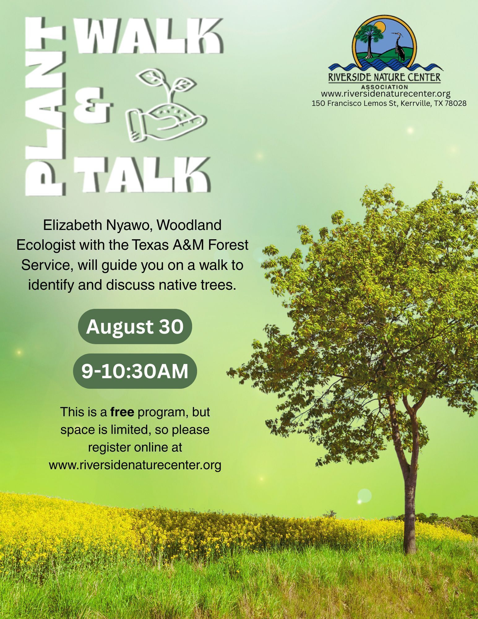 Plants near me, Riverside Nature Center, Kerrville, Nature lover, education about plants, environmental science educator, Dan Gaskins, Texas A&M, native trees, agricultural resources, Plant Walk