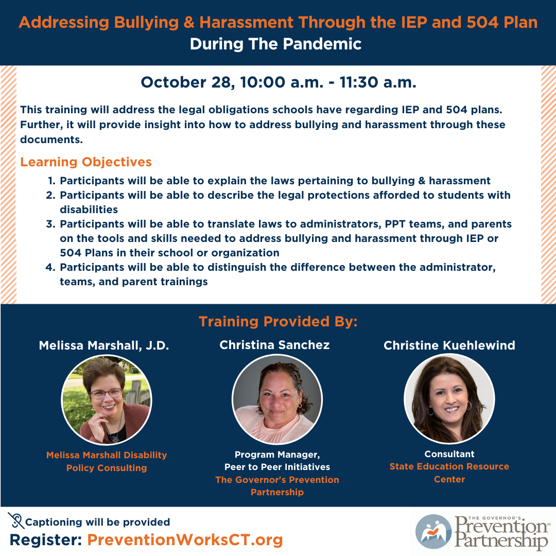 Addressing Bullying & Harassment Through the IEP and 504 Plan During The Pandemic