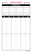 Contract Bridge Score Pad – Red and Black Ink on White Paper