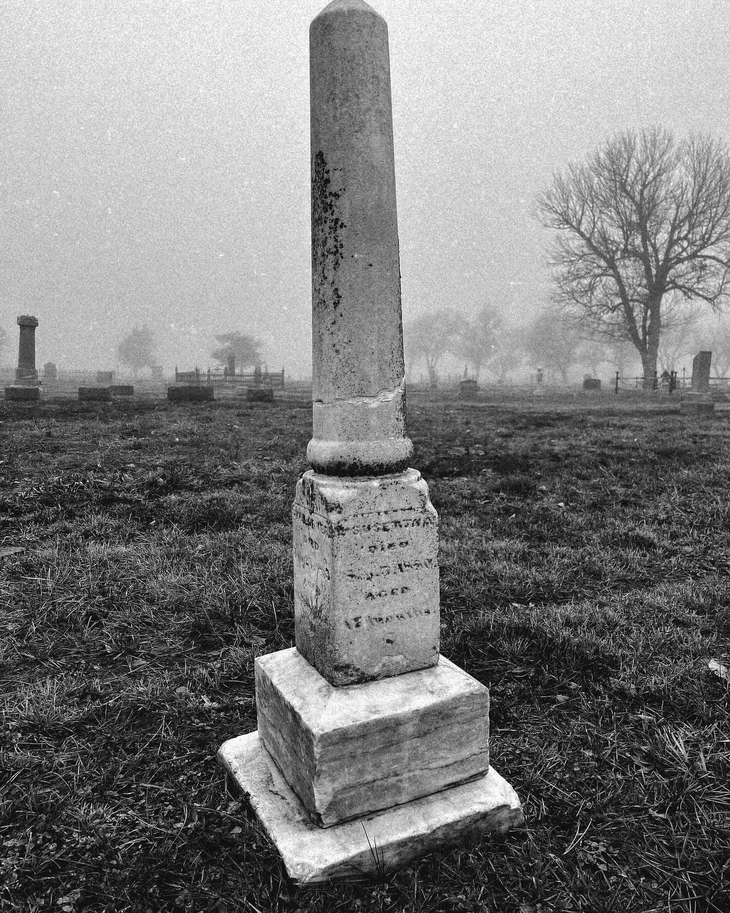 Monolith tombstone in an old cemetery