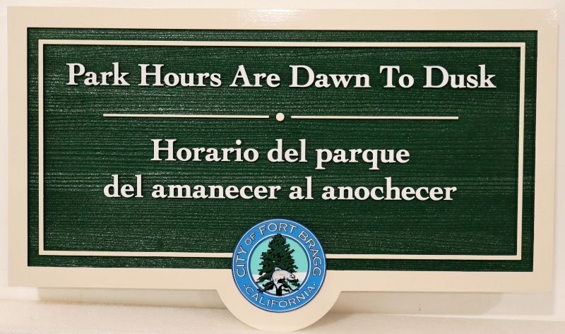 GA16582 - Carved and Sandblasted Park Hours Sign