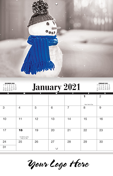 BLACK & WHITE 13-MONTH CALENDAR
