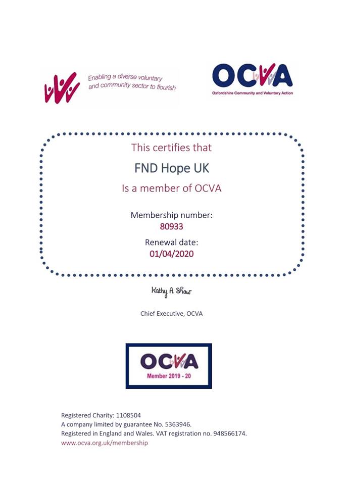 FND Hope UK Renews membership with OCVA