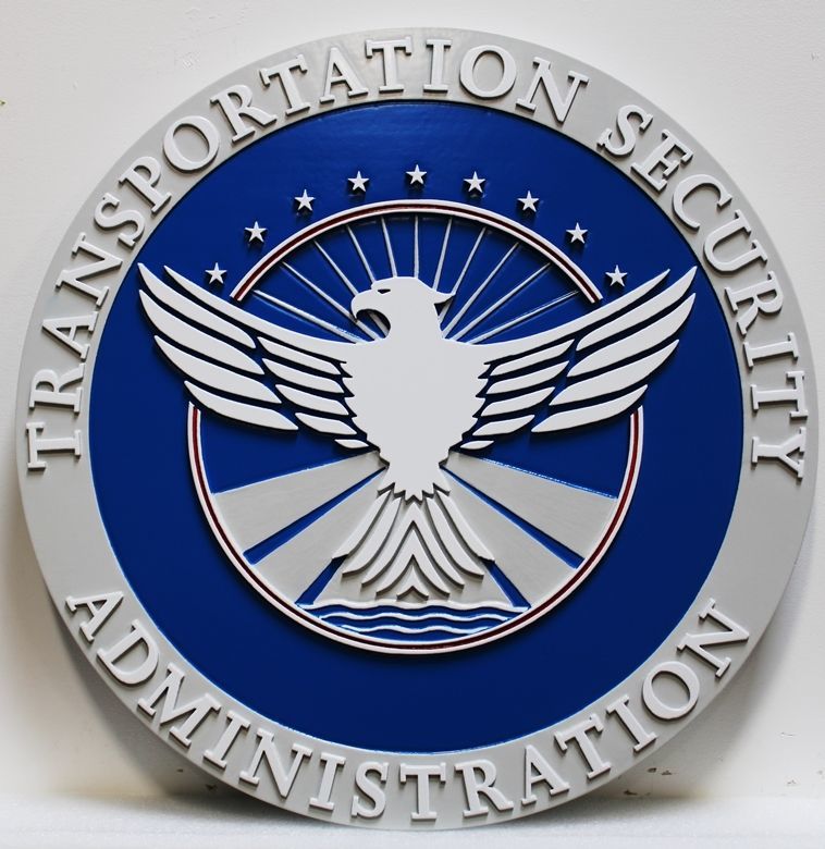 AP-6086 - Carved 2.5-D HDU Plaque of the Seal  of the Transportation Security Administration (TSA)